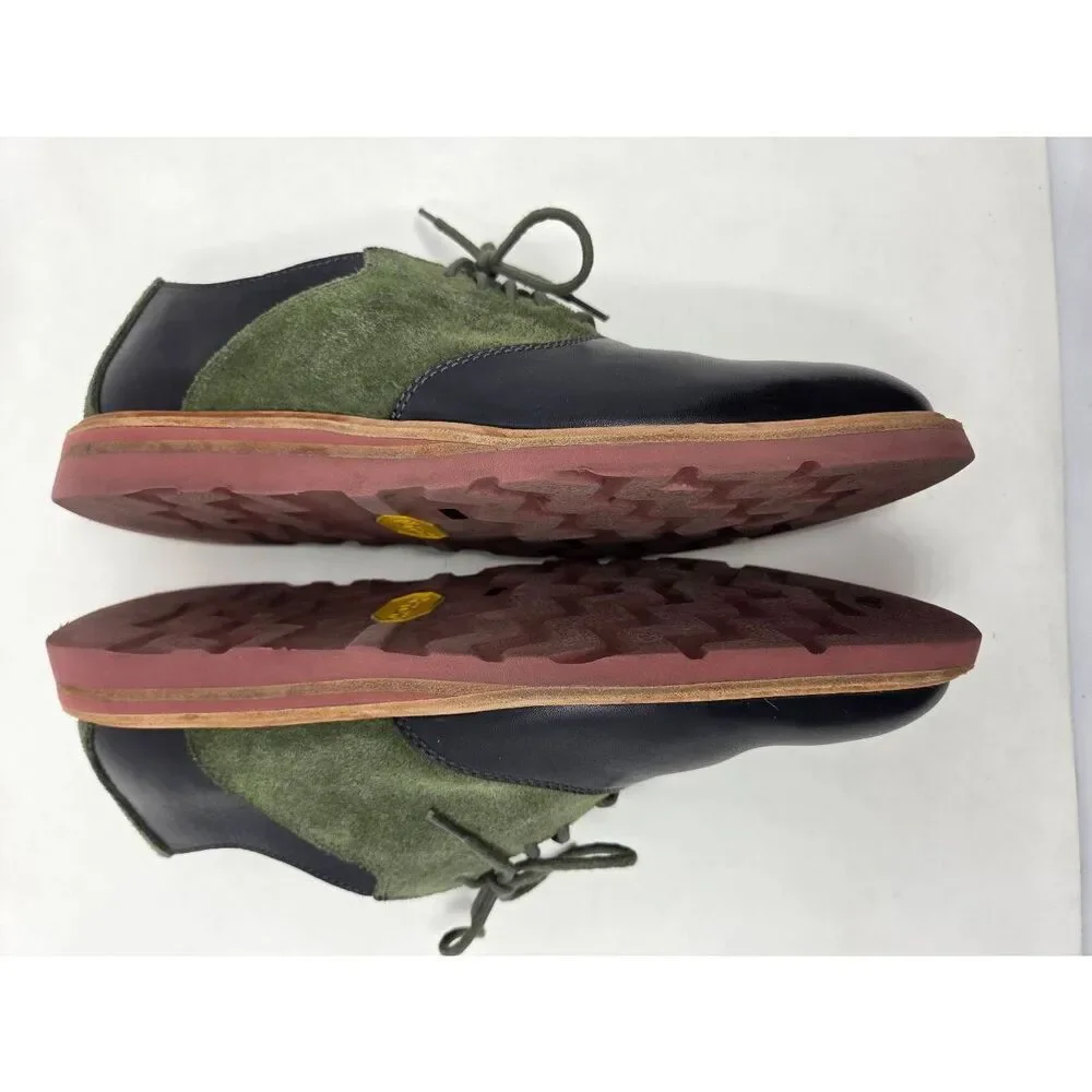 COLE HAAN CHRISTY WEDGE SADDLE BLACK GREEN SUEDE OXFORD SHOES 10 VIBRAM